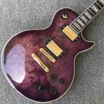 Grand Purple burl top Electric Guitar, Solid Mahogany Body 6 strings Guitarra