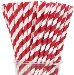 Quality 6.35mm Popsticks Red Striped Drinking Christmas Paper Straws wholesale