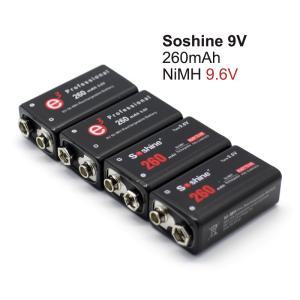 Quality Soshine 9V 6F22 Ni-MH Rechargeable Battery: 260mAh 9.6V wholesale