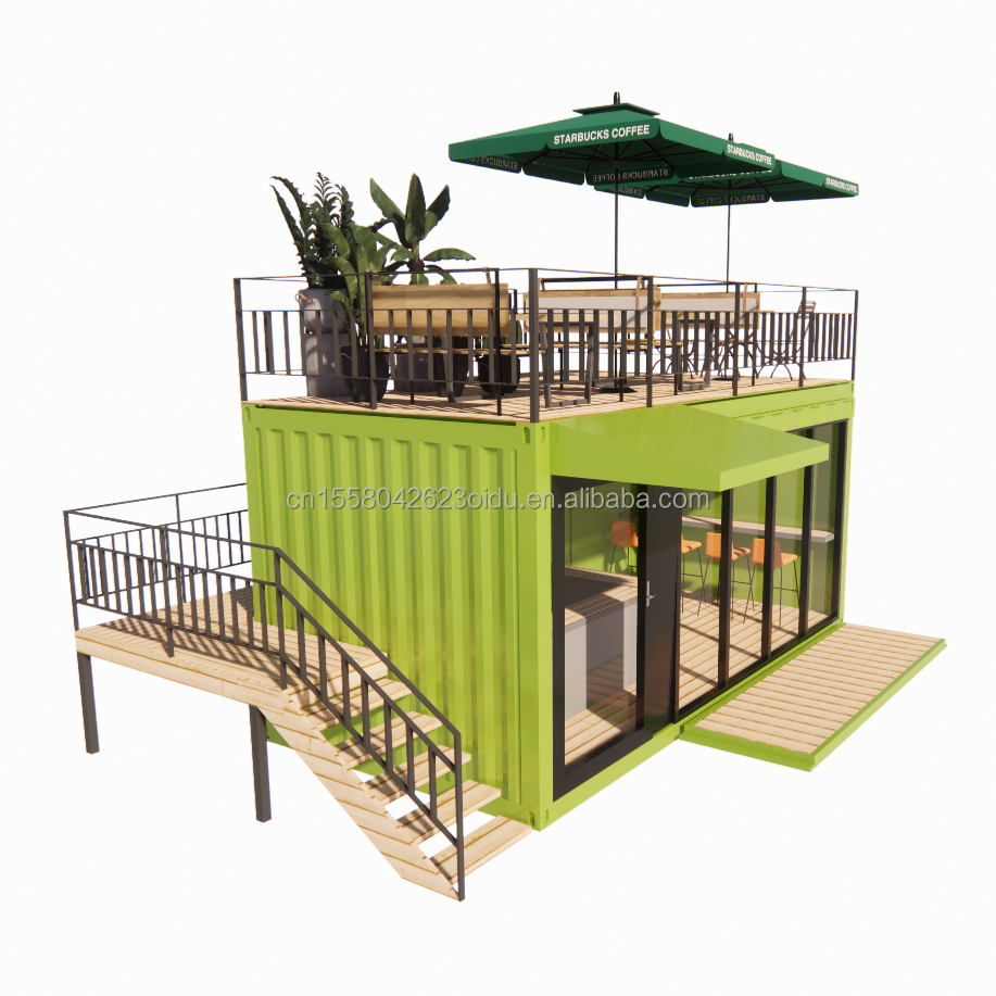 Bathroom 20ft Portable Kiosk Modified Prefab Modular Coffee Shop Shipping Container Bar Tiny House in Modern Design Style