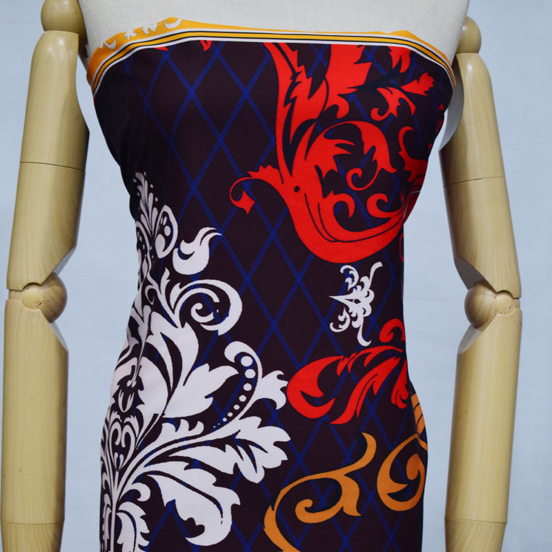 Royal Blue 100% Polyester Digital Print Fabric For Skirt