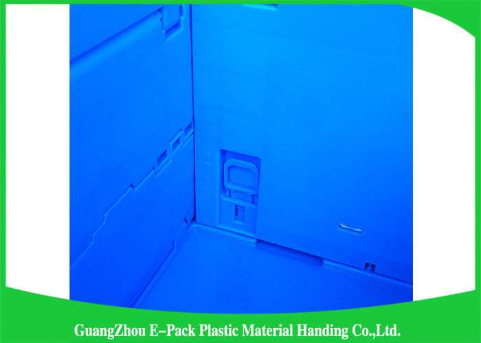 Blue Collapsible Plastic Containers with Attached Lids / Stackable plastic container