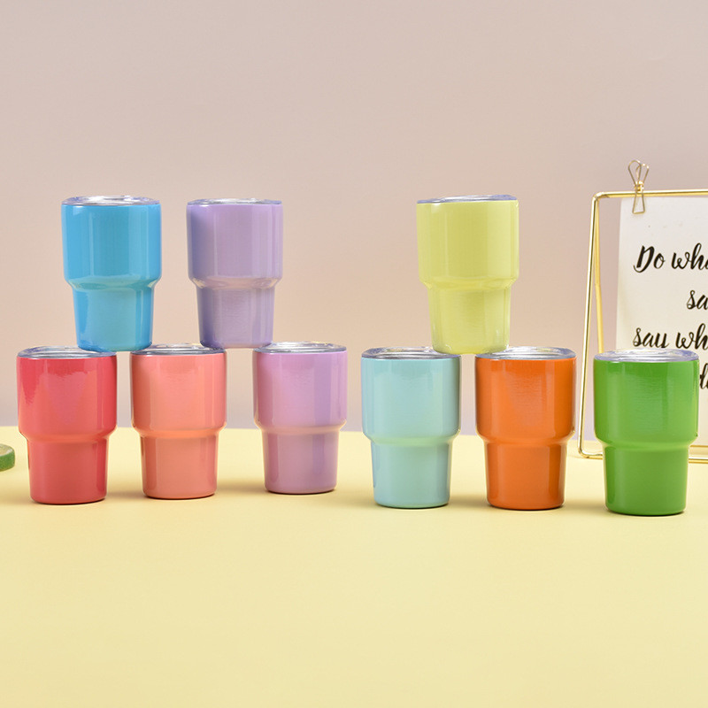 Mini Shot Tumblers 2OZ White Red Green Shot Glasses With Straws Stainless Steel Xmas Party Cups For Home Bar Tea Coffee Cocktails Drinks Gift Supplies