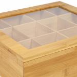 12 Compartment Bamboo Tea Bag Box , Wooden Tea Chest For Home / Office