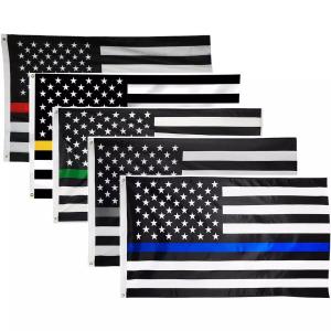Quality Digital Printing Polyester American Flag 3x5 Ft Thin Blue Yellow Red Green Gray Line Flags wholesale
