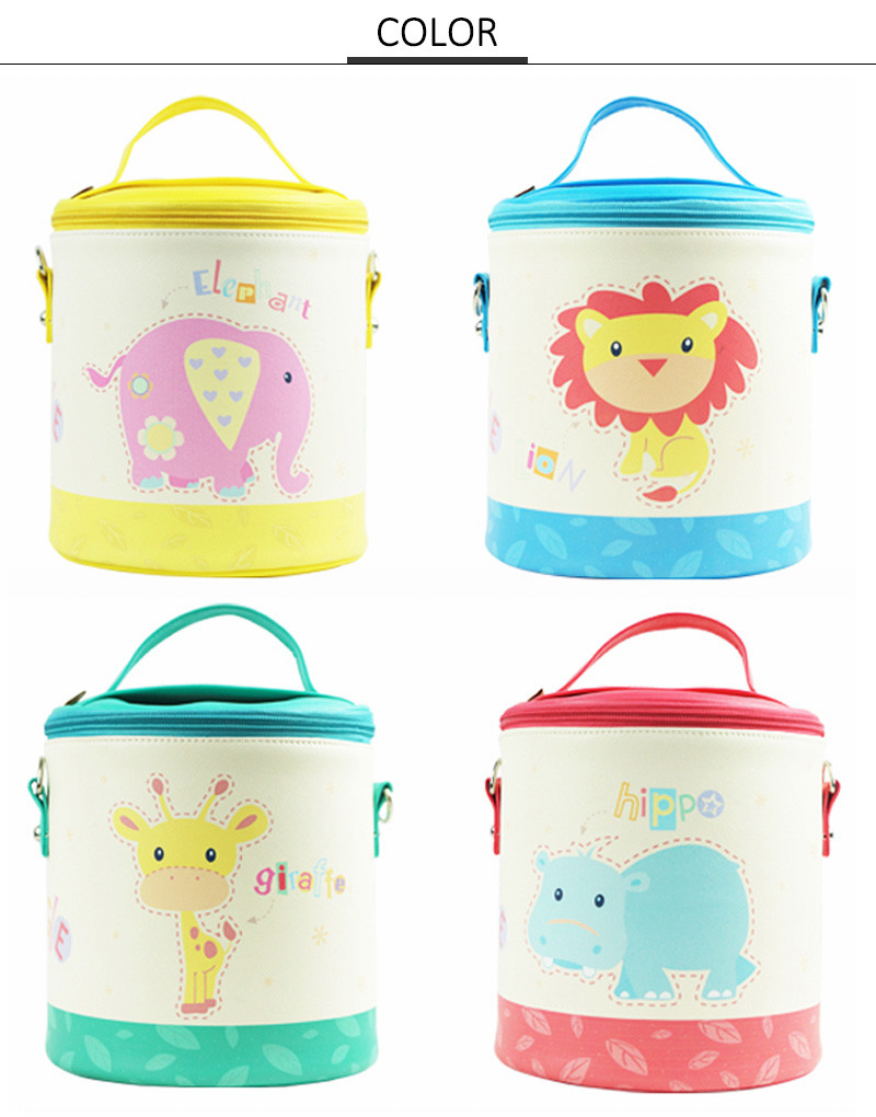 Cute Printed Round Shape PU Leather Bento Lunch Bag