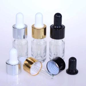Quality Transparent Gold 0.16OZ Oil Dropper Glass Bottle For Essential Water wholesale