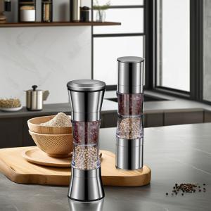 Quality Designed 4 Inch Stainless Steel Salt Pepper Shakers Sustainable Bamboo Silver Melamine wholesale