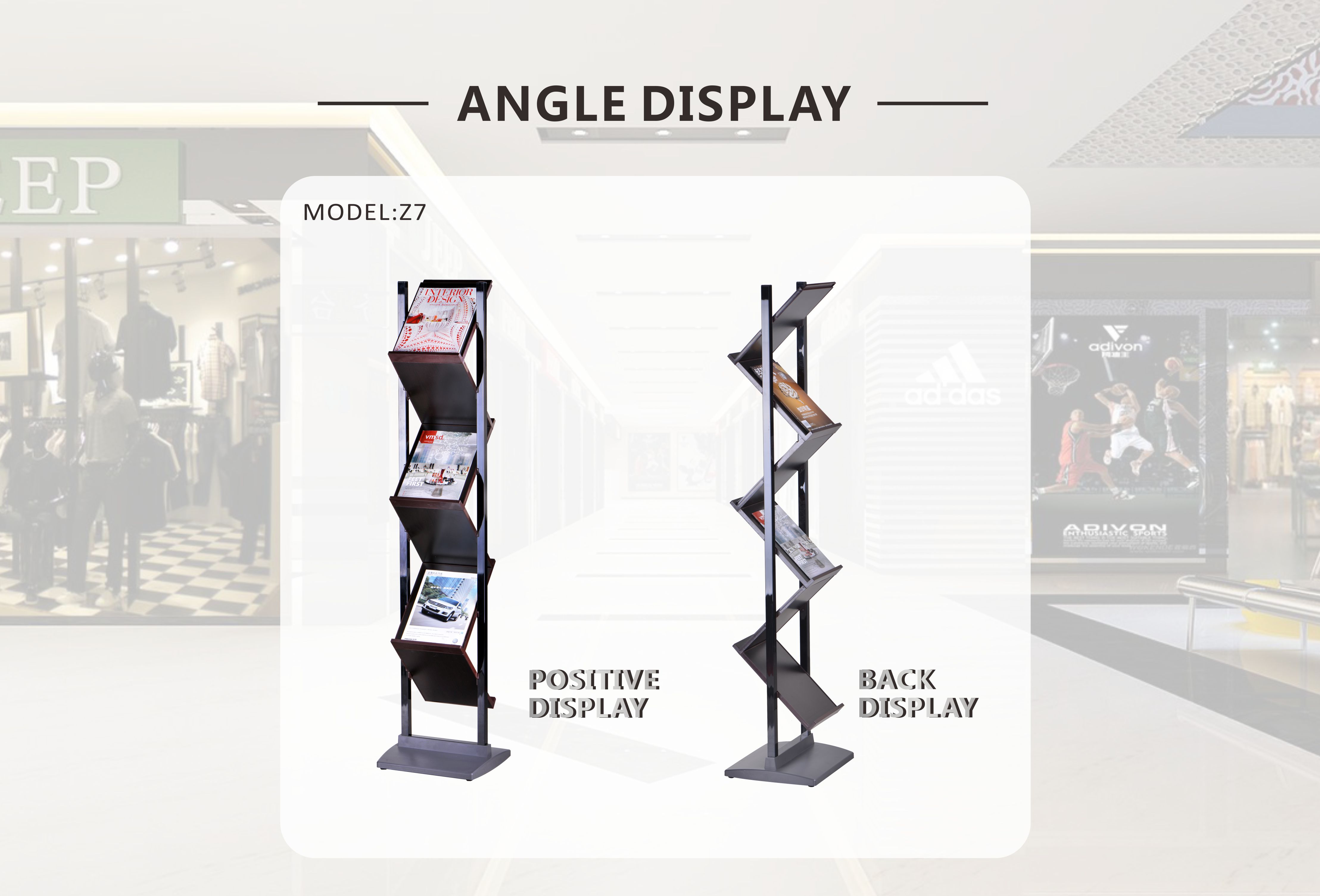 OEM 240X305mm Floor Standing Display Rack Double Sided Display Stand