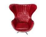 Red Vintage Leather Egg Aviator Chair With Swivel Casters