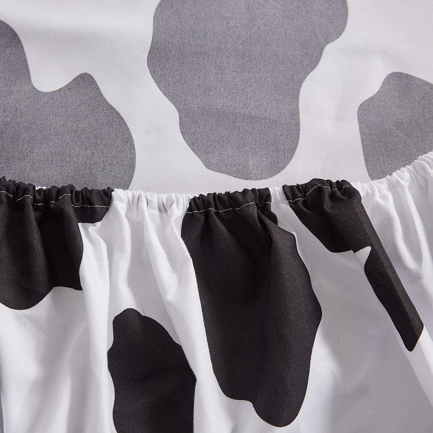 Full Size Cow Sheet Set 4PCS 1800 Thread Count Black White Cow Sheets with Deep Pockets