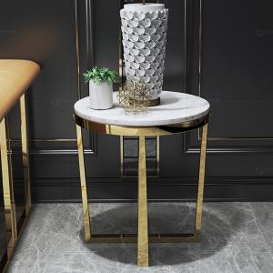 Quality Round Coffee Side Table Living Room Marble Top Golden Legs wholesale