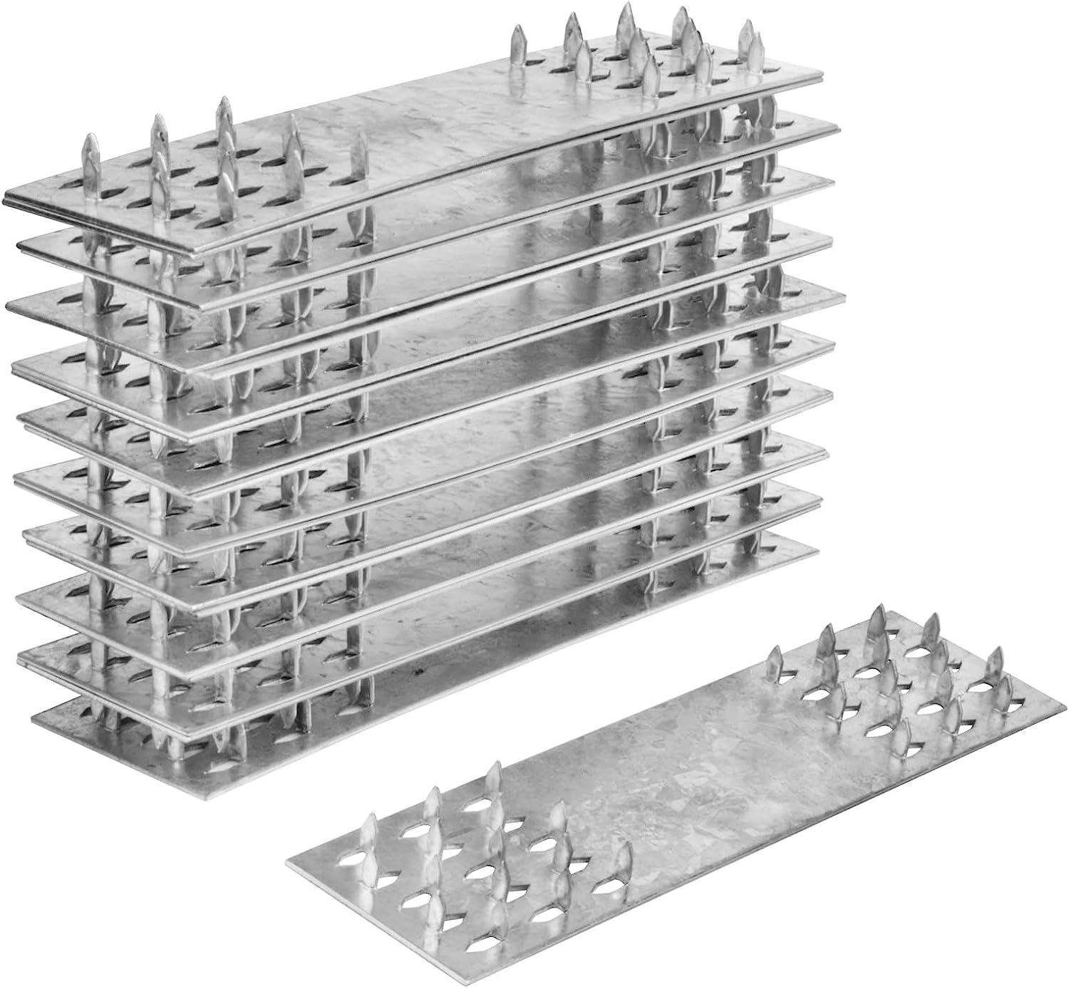 6" x 1 5/8" Pronged Truss Plate Flat Mending Repair Tie Plate Bracket Steel Galvanized for Roofing Trusses Timber Connect