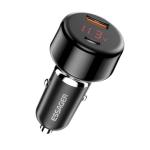 Digital Display USB A USB C Car Chargers OTP 65W Black Blue Color