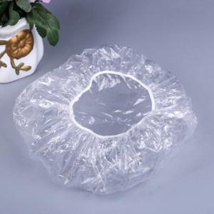 Quality Disposable Shower Cap 21&quot; Thickening Elastic Clear Bathing Cap Salon Hotel Traveling Plastic PE Shower Caps wholesale