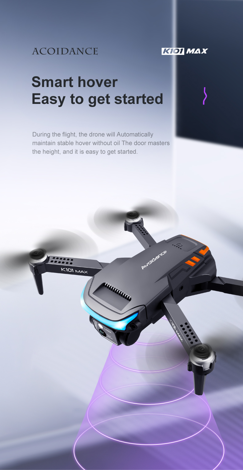 Beginner Operator Skill Level K101 Max Drone 4k Camera and GGPS Mini Toy Drone with 18-25 Minutes Maximum Flight Time