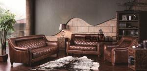 Quality antique Europe style 1+2+3 leather sofa set furniture wholesale