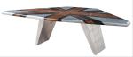 Retro Aluminium Union Jack Leather Top Office Meeting Wing Aviator Table