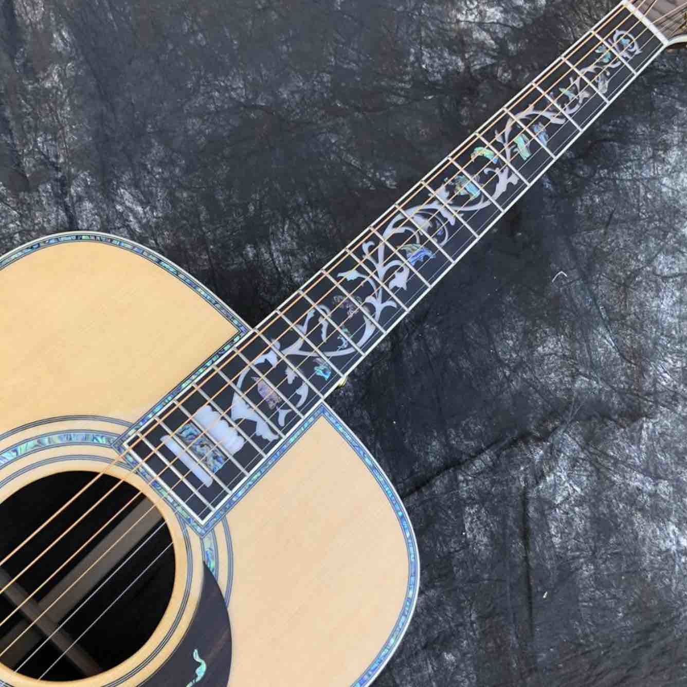41 inch D style Solid spruce acoustic guitar,Ebony fingerboard,Abalone Tree life inlays acoustic electric guitar