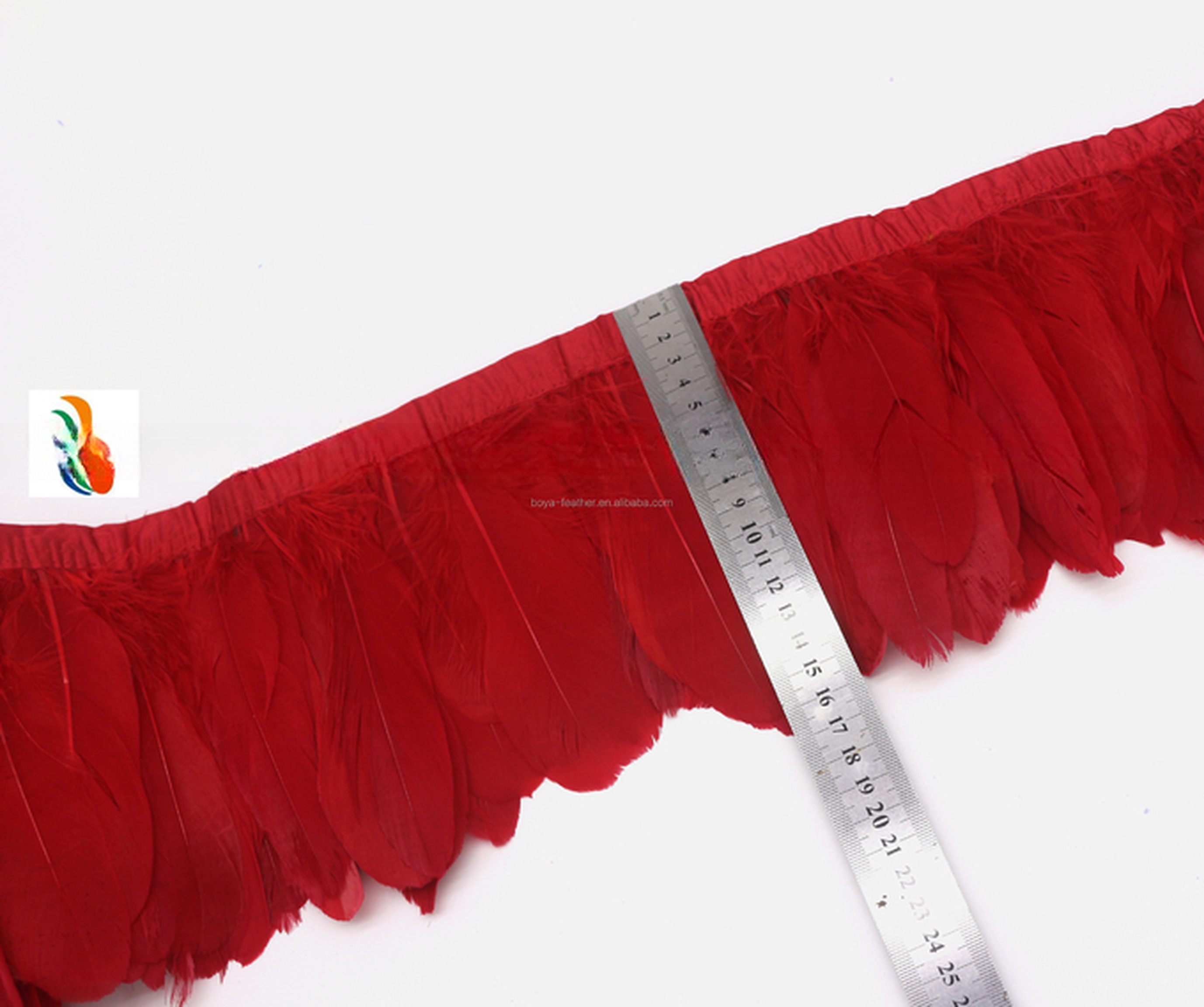 Party Essential 1 Yard Dyed Goose Nagoire Feather Fringe Trimming with Satin Ribbon Tape