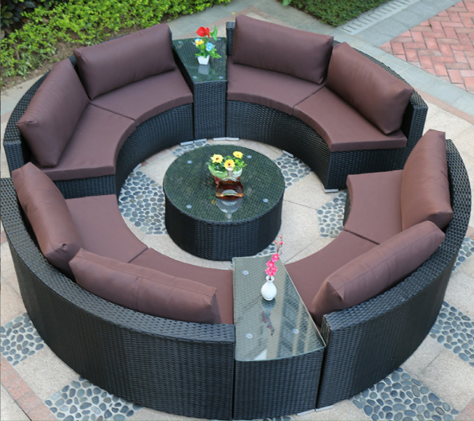 Outdoor Leisure Courtyard Villa Garden Outdoor Arc-Shaped Combination Of Aluminum Alloy Waterproof And Sunscreen Rattan