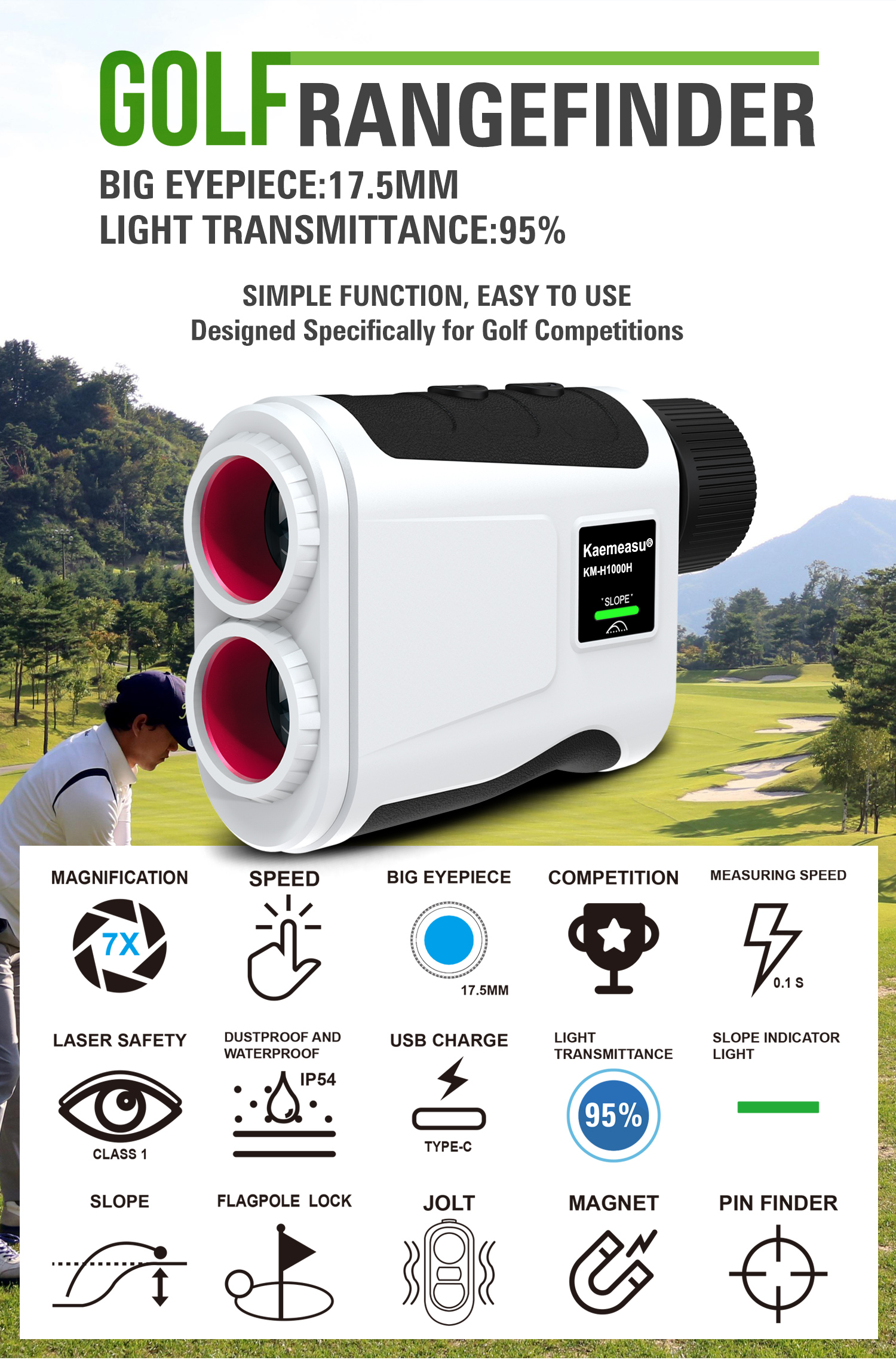 112*75*44mm Laser Distance Meter Telescope with Slope Scope and 905±5nm Laser Wavelength