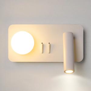 Quality White Reading acrylic ball Wall Lamp 3W +5W Interior Bedroom Bedside Desk Wall Sconce Light Fixture For Indoor Hotel wholesale