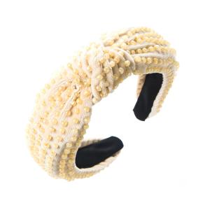 Quality Velvet Handmade Beaded Headband Knot Wide Brim Hair Band wholesale