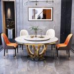 Modern Stainless Steel Marble Round Dining Table With Turntable