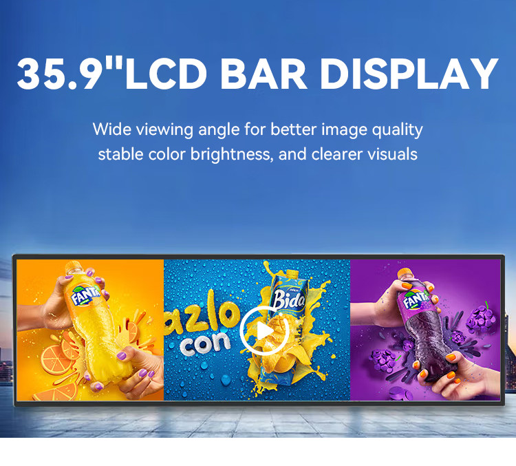 Android Stretched LCD Display Ultra Wide Store Advertising Indoor Retail Shore