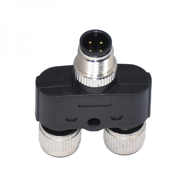 Cheap Y Distributors 3 Way M12 Circular Waterproof Connector 1 Male To 2 Female IEC61076-2-111 for sale