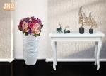 Wavy Pattern Glossy White Fiberglass Floor Vases For Artificial Plants 3 Piece