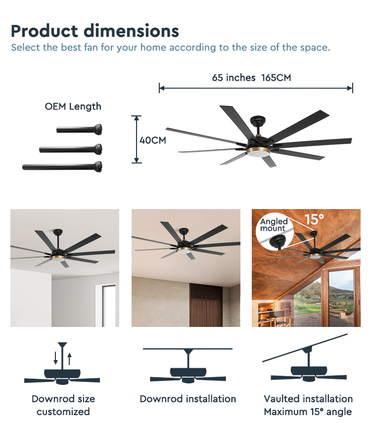 Upgrade Your Living Space with 65 Inch MDF Blades Gold Decorative Ceiling Fan