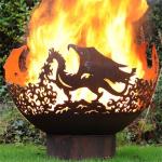 Decoration Hemisphere Corten Steel Outdoor Fire Pit Balls Laser Cutting