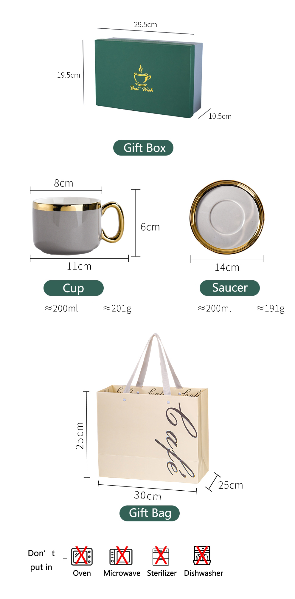Luxurious Gold Rim Ceramic Tableware Set For Christmas Elegant Tea Cup And Coffee Mug