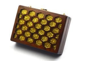 Quality Fashionable Hollowed Wood Evening Clutch Bags For Lady With Foil Gold Sheet wholesale