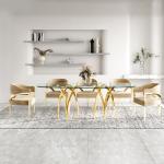 Apartment 201 SS Steel Furniture Glass Dining Table