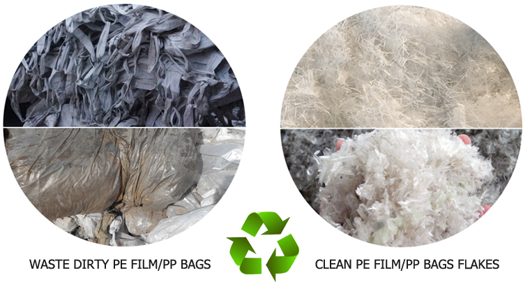 300-1000kg/H Agricultural Film Recycling Machine HDPE Pelletizing