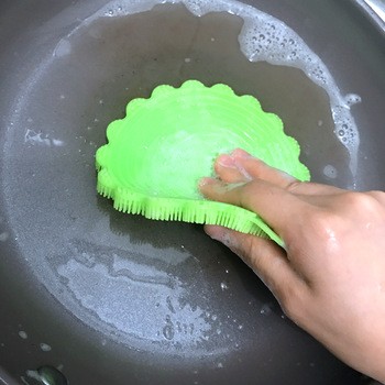 Kitchen Best Fancy Reusable High Quality Silicone Brush Cleaning Pad Circle Dishwashing Brush Cleaning Tool