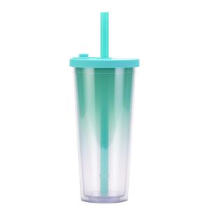 Quality Acrylic Tumblers With Lids And Straws Skinny 16oz Double Wall wholesale