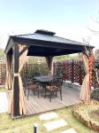 Metal Roof Gazebo 10 'X 12' Outdoor Gazebo Metal Roof with Mesh and Curtains,