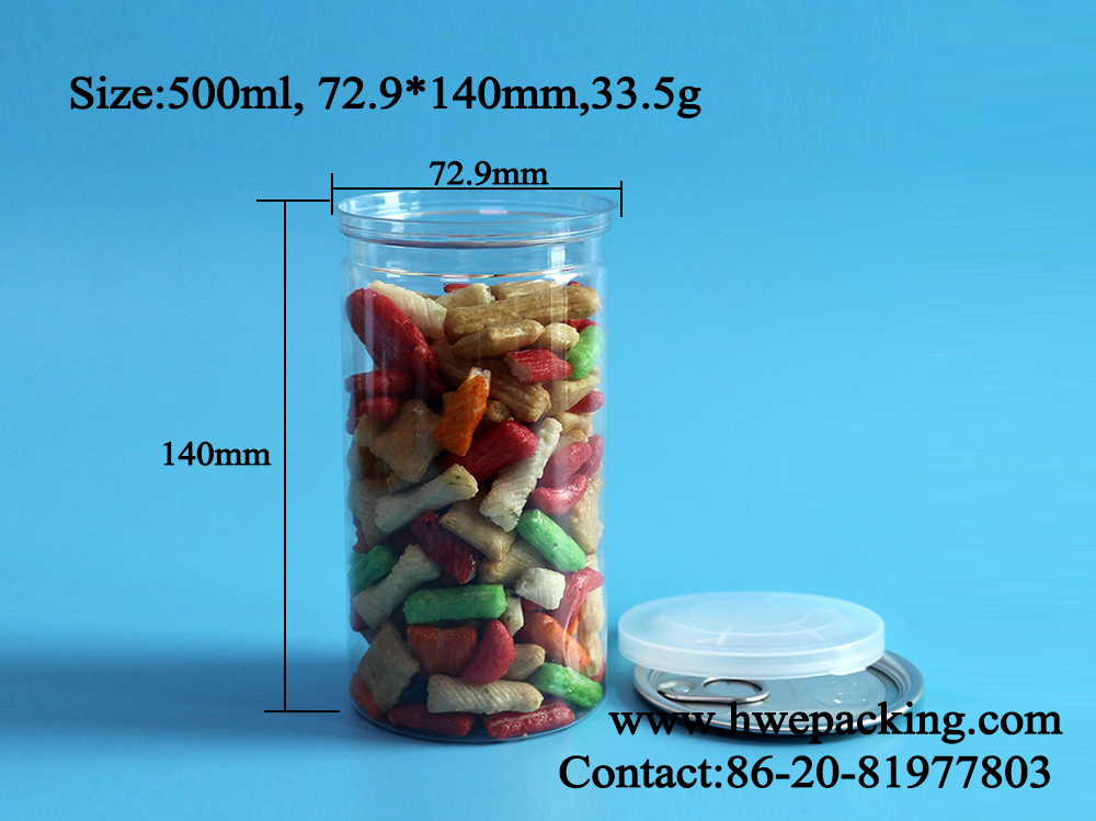 500ml Clear Plastic Cans Dried Vegetable Canned Food Disposable Pet Canister
