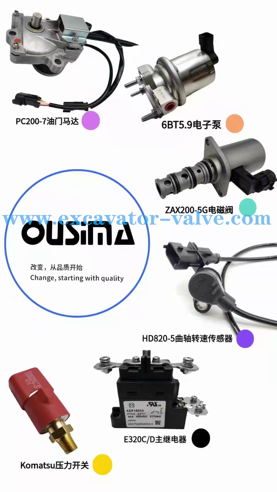 17A-15-17271 Komatsu Solenoid Valve For WA380-3 Wheel Loader Parts