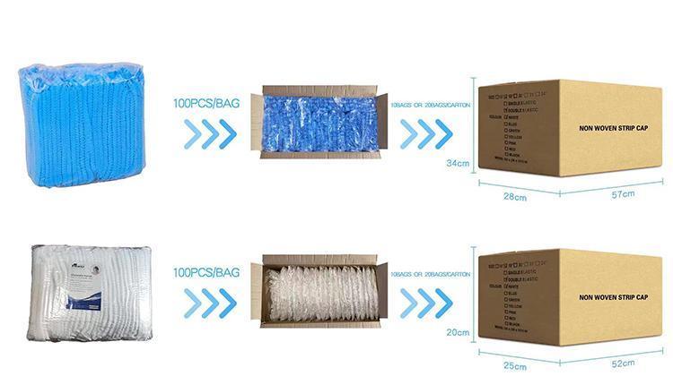 Food Processing Bakery Catering Disposable Non-Woven Fabric Head Cover Hair Nets Clip Mop Cap