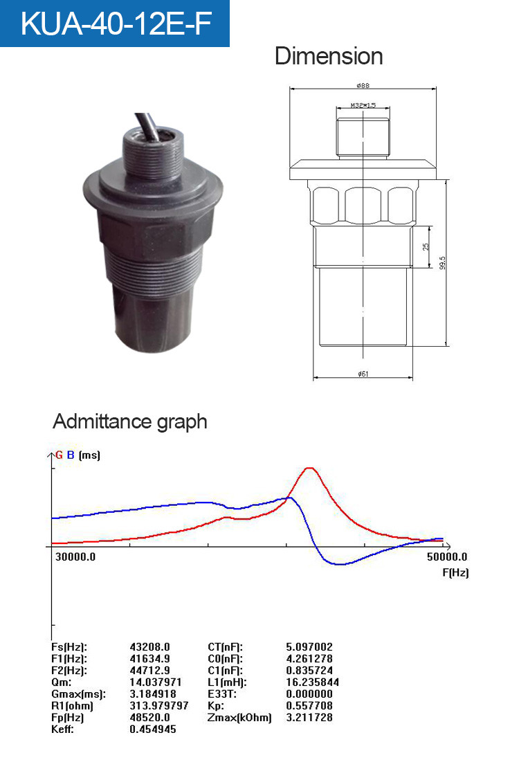 Industrial Ultrasonic Transducer Sensor High Security Plastic Housing Material