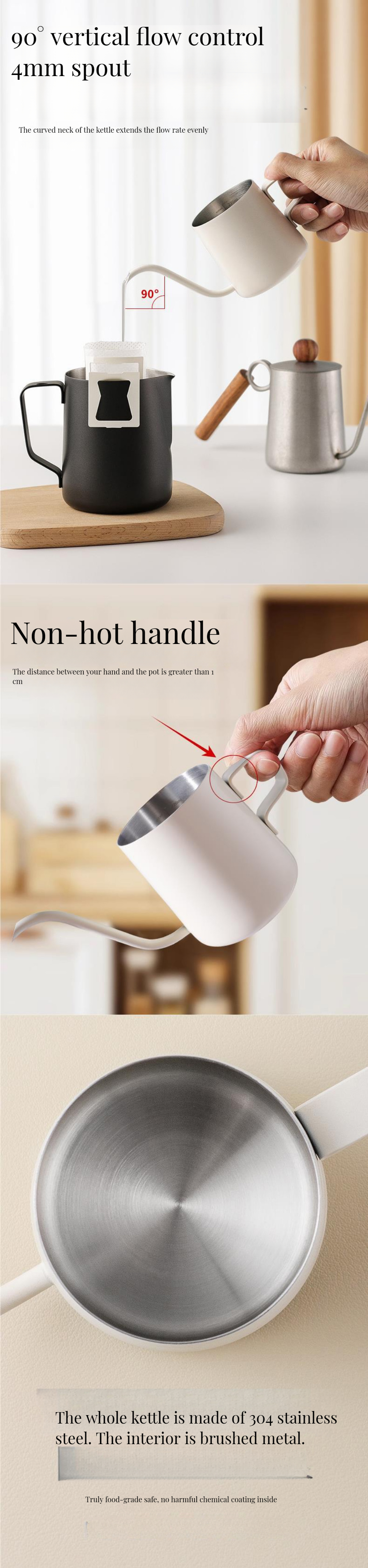 Coffee Making with Stainless Steel Gooseneck Coffee Maker and Long Mouth Drip Spout