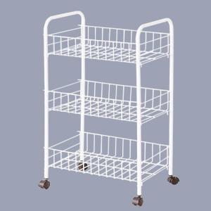 Quality Adjustable Epoxy Black Metal Kitchen Dining Cart , Wire Basket Shelves wholesale