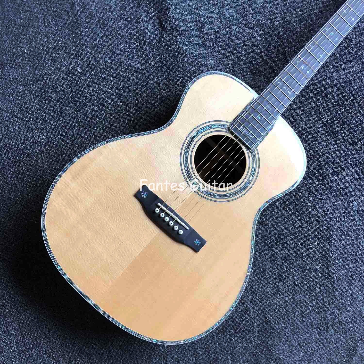 Custom Solid Cedar Top Real Abalone Classic Headstock Acoustic Guitar G00042c Model Shape