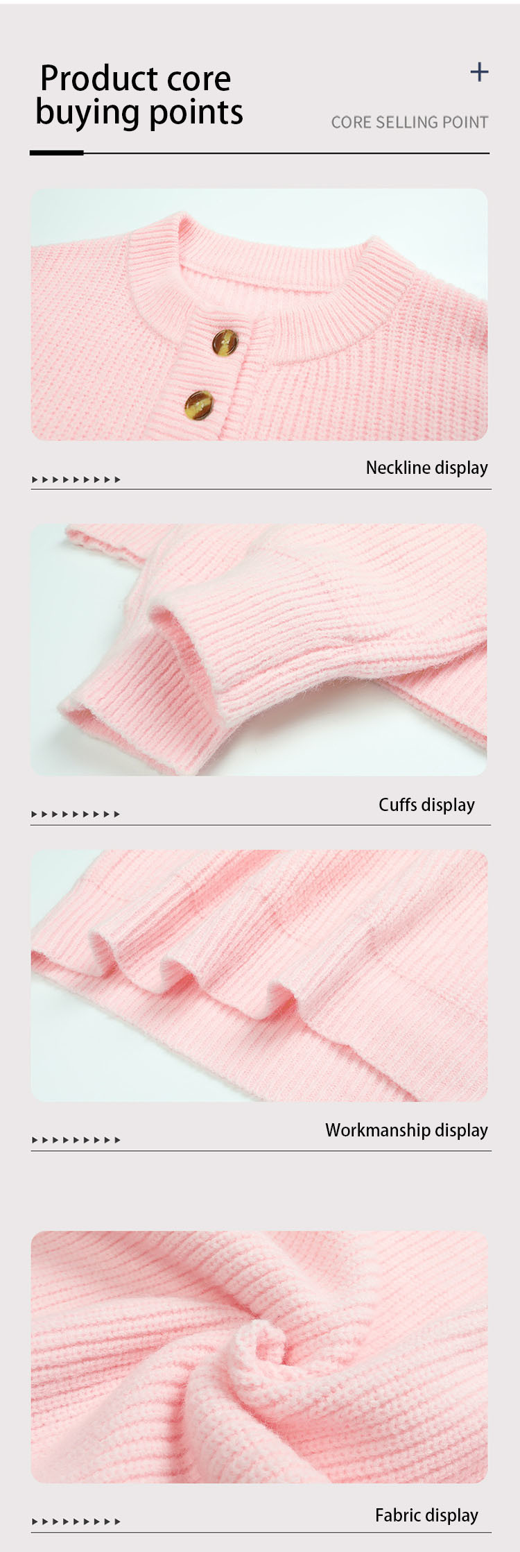 Top Polyester Product for Fall Season with Competitive Solid color button pullover sweater women's round neck top