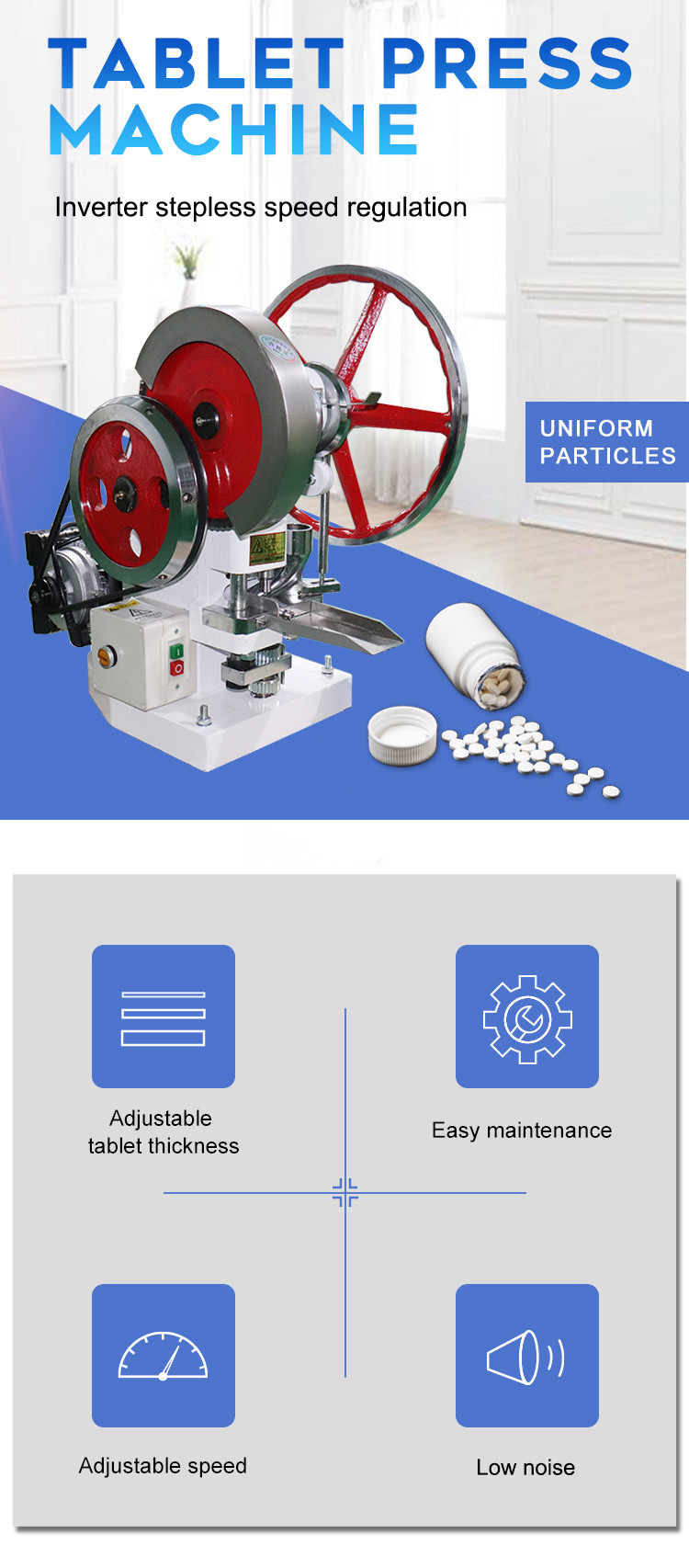 Electric Single Punch Tablet Press Machine 50KN Lab Mechanical For Pill 16mm